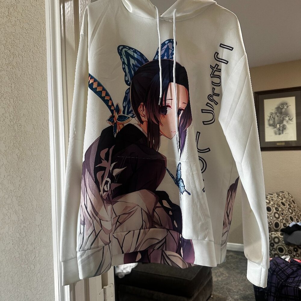 Demon Slayer Shinobu Kocho Anime Hoodie Oversized Large Butterfly Graphic
